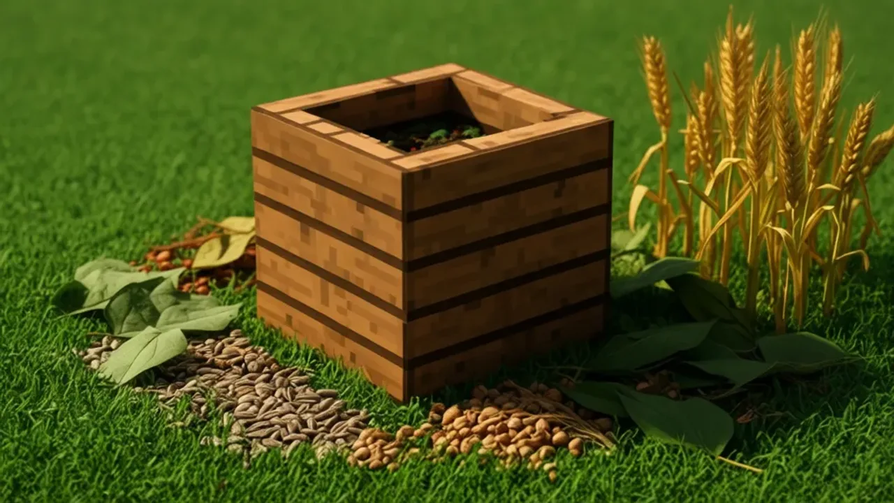 Jak zrobić kompostownik w Minecraft z 7 półbloków?